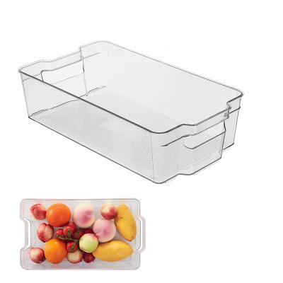 China Plastic Food Storage Refrigerator Cabinet Pantry Container Kitchen Freshness Storag Organizing Bin With Handles Organizer for sale