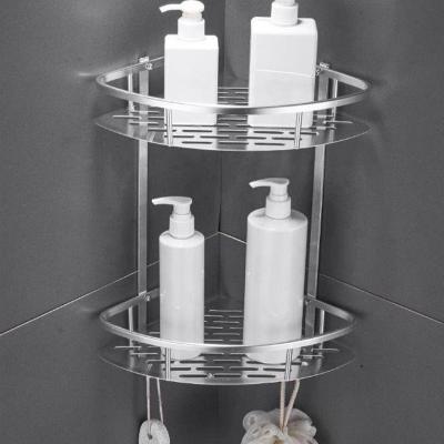 China Wall Mounted Type - 2 Tier Corner Shower Caddy No Drilling Wall Mounted Bathroom Shelf With Adhesive for sale