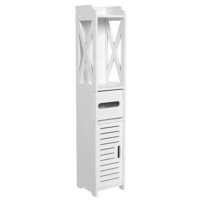 China Standing Type Narrow Bathroom Corner Cabinet With Doors Slim Toilet Storage Shelf For Paper Holder for sale