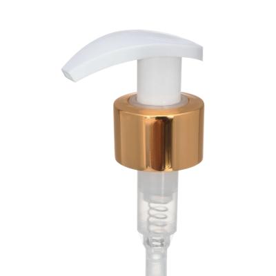 China Non Spill 24/410 28/410 Lotion Pump Dispenser Gold Aluminum Pump for sale