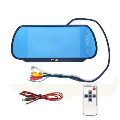 China New Design RGB Monitor 12V - 36V Power Supply Two Way Video Input 7 Inch Rearview Mirror Car Analog Optional Blue Light AHD Version for sale