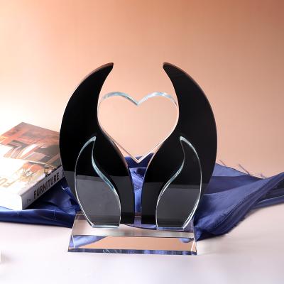 China Europe Wholesale Cheap High Quality Empty Customizable Logo Black Crystal Trophy For Business Gift for sale