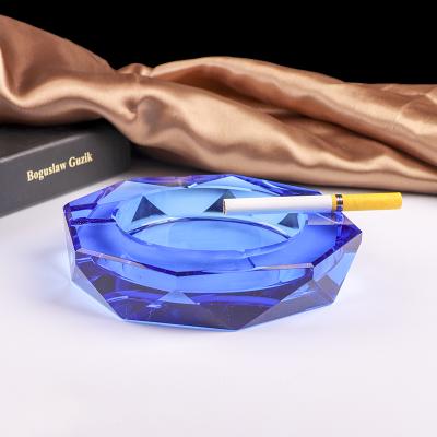 China High Quality Blue Cigarette Holder Crystal Glass Cigar Ashtray On Sale for sale