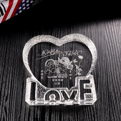 China China Customized Crystal Glass Valentine's Day Gifts To Express Love Heart for sale