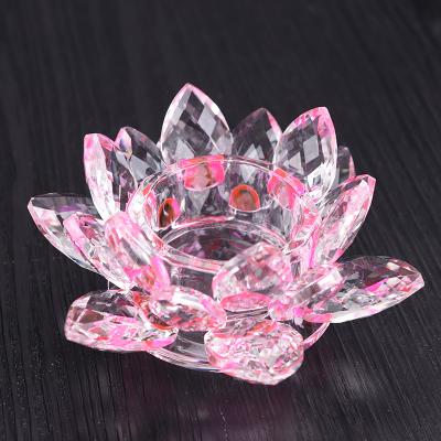 China Weddings flower crystal lotus candle holder for wedding decoration for sale