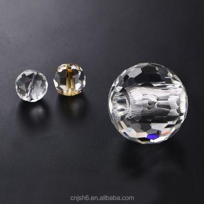 China Folk Art Faceted Crystal Light Glass Perforated Ball For Lighting Rooms for sale