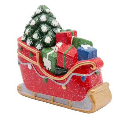 China Beautiful Large Xmas Christmas Decoration Santa Claus Gift Sleigh Advertising Cart Durable Cheerful Design for sale