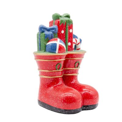 China Durable Cheerful Warm Design Style Large Boots Christmas Centerpiece Decorations For Shopping Mall Decor for sale