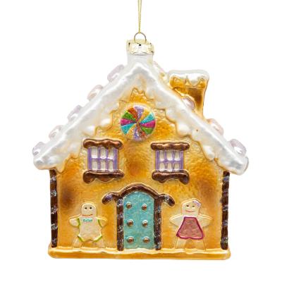 China Shatterproof Handmade Christmas Ornaments Gingerbread House Small Houses Christmas Ornament Village Decoration for sale