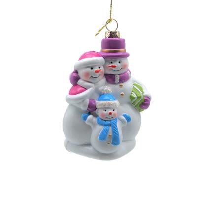 China Durable Personalized Plastic Family Of 3 Snowman Christmas Tree Hanging Decoration Holiday Wedding For Christmas Ornament Family Baby for sale