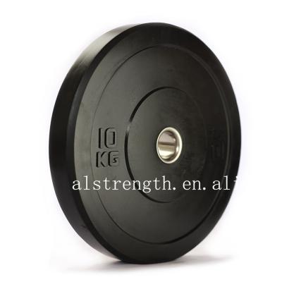 China Embossed Black Color High Level Weightlifting Training Solid Rubber Bumper Plates for sale