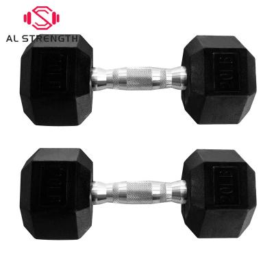 China Home Use Simple Dumbbells Rubber Coated Hexagon Adjustable Dumbbell For Strength Training for sale