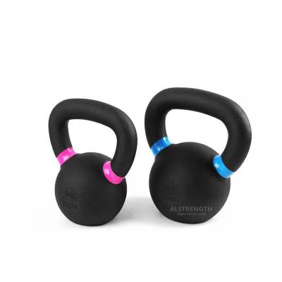 China Commercial Use Powder Coated Cast Iron Home Fitness Kettlebell With Color Ring for sale