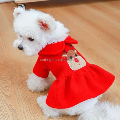 China 2022 Winter New Arrival Dog Christmas Reindeer Santa Claus Snowman Gingerman Pattern Polyester Material Warm Stocked Dress For Pet Cats for sale