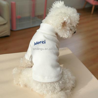 China Autumn Winter Thanks Pattern Front Stocked Feet Wrapped White Dog Sweatshirt For Small Medium Pet Poodle Yorkshire Malatese for sale