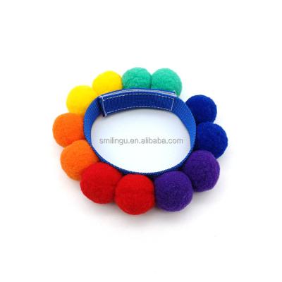 China Fancy Dog Cat Pom Pom Felt Pompom Ball Collar Stocked Collar for Pet Kitten Puppy Pomeranian Bichon Poodle for sale