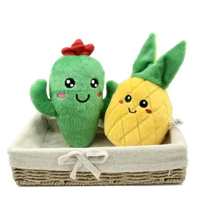 China Pineapple Cactus Stocked Banana Train Squeaky Interactive Dog Toy For Puppy Anxiety Removal Pomsky Jackrussell Frenchbull for sale