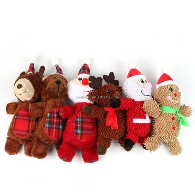 China Santa Claus Reindeer Gingerman Figure Plush Christmas Dog Stocked Squeaky Toy for Puppy Pet for Dachshund Dalmatian Cocker Spaniel for sale