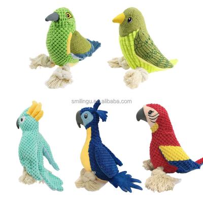 China Stored Squeaky Rope Interactive Feet Macaw Cockatoo Dove Sparrow Parrot Corduroy Plush Dog Toy for sale