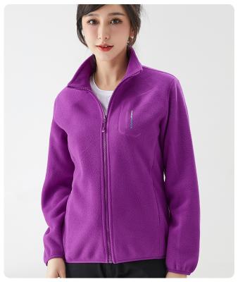 China 2023 Shanghai Best Selling Purple Zipper Fleece Jacket 260gsm Outdoor Woman Breathable Windproof Factory X XL 2XL 3XL for sale