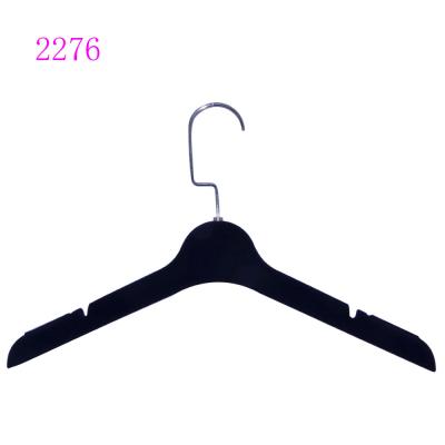 China DISPLAY Anti Slip Nicks Velvet Plastic Dress Coat Flocking Metal Hook Hanger for sale