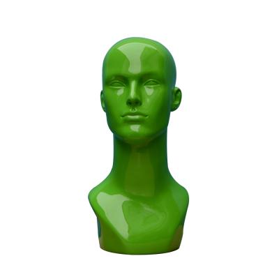 China Green Beautiful Fiberglass Mannequin Head For Hats Display for sale