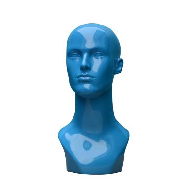 China Other Face Fiberglass Abstract Wigs Show Blue Head Mannequin for sale