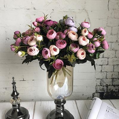 China Plastic Artificial Flowers Peony Flores Flower Artificial Camellia For Home Christmas Decoration Flower Bouquet for sale