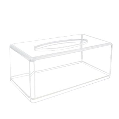 China Viable Acrylic Clear Towel Lid Tissue Box Rectangular Car Desk Paper Holder Case for sale