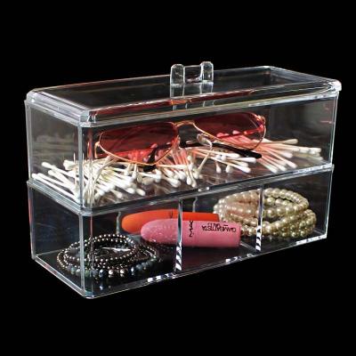 China Sustainable Portable Transparent Makeup Organizer Storage Box Acrylic Cosmetic Organizer Box for sale