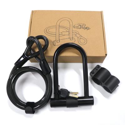 China 14mm Bike U Lock with Cable Bicycle U-lock, 14mm Shackle Cable with Holder for Road Bike Motorcycle Locks& Chains for sale