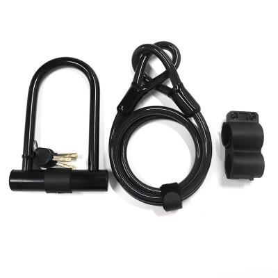 China 14mm Cable Bike D Bicycle U Key Lock Heavy Duty Security 16mm Steel Anti-theft Shackle Wear Resistant for sale