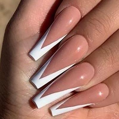 China New Arrival False Finger Nail Design Acrylic Artificial Nails Custom Packaging French Artificial Nails Nail Tips for sale