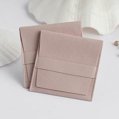 China Morden Jewelry Necklace The Bag High Quality Pink Luxury Microfiber Small Rings Pouch Gift Package 8*8cm for sale