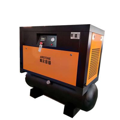 China Lubricated Airstone 7.5kw/10hp 8 Bar Pressure All In One Air Compressor Built In With Air Dryer Air Tank And Mains Filters for sale