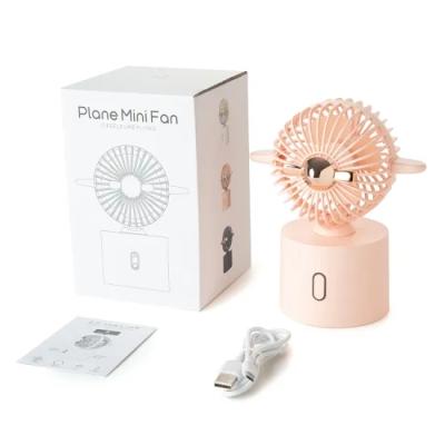 China Hot Selling Airplane Design Fan Portable Handfree USB Rechargeable Lazy Electric Radio Shaking Fan for sale