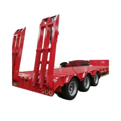 China High Strength Flat Bed Trailer Telescopic Low Flatbed Truck Trailer Low Bed Semi Trailer for sale