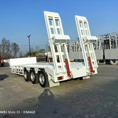 China Folding Gooseneck Design 3 Axles 80tons/100 Tons/120 Tons Lowbed Lowboy Semi Trailer for sale