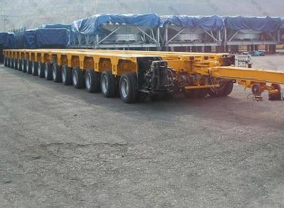 China 1840mm Tread Heavy Duty Hydraulic Steering Modular Lowbed Semi Trailer in Russian Federation for sale