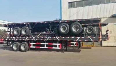 China Steel Material Flatbed Container Transport Semi Trailer with Jost E100 Landing Gear for sale