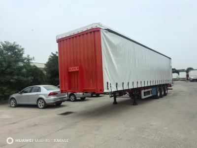 China 8.5t Grade Tri-Axle Drop Side Curtain Van Trailer for Heavy and Large Cargo Transport for sale