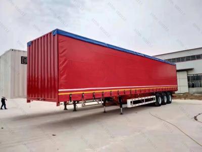 China Tri-Axle Transport Cargo Goods Curtain Drop Side Board Sidewall Semi Truck Cargo Trailer for sale