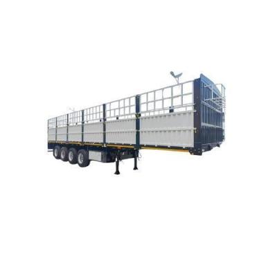 China Hydraulic Lift Semi Trailer Air Suspension Semi Truck Fence Livestock Stake Transport for sale