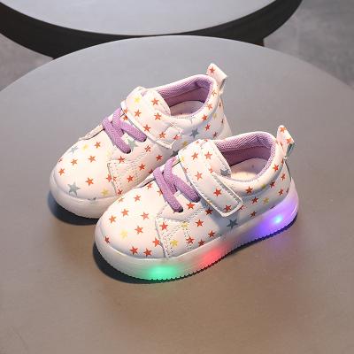 China New Anti-odor Kids Led Sneakers Boys Girls Stars Running Shoes Baby Lights Shape Sneakers Kids Sports Shoes for sale