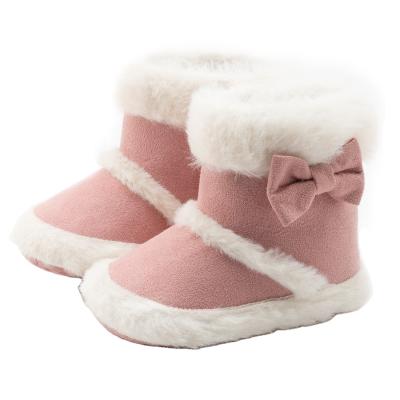 China Anti-Smell Sheepskin Fur Baby Winter Booties Booties Toddler Snow Boot Lamb Bow Baby Infant Indoor Boots for sale