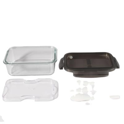 China Wholesale Microwavable Glass Bento Lunch Box and Tiffin Thermos Bento Box with Lid Space Plastic Glass Kitchen Food Containers Set for sale