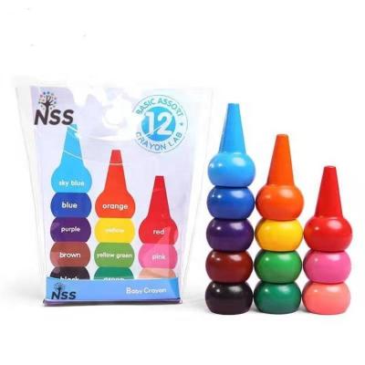 China 12 Colors Finger Kids Drawing Tool Child Crayons Pack Shaped Plastic Pencils for sale