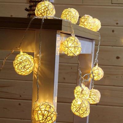 China String Lights Rattan Ball 100 LED Christmas Lights Waterproof Battery Box Decor Wedding Other Holiday Lighting for sale