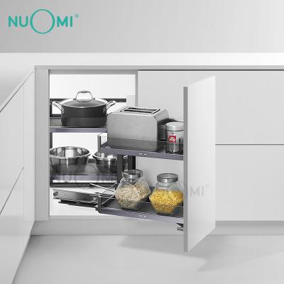 China NUOMI Modern Hot Sale Cabinet Pull Out Basket Saucer Magic Rotating Corner Kitchen Storage for sale