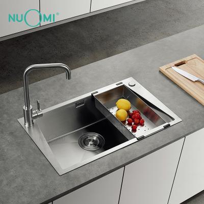 China With Faucet NUOMI BUCK Series New Style Modern Multifunctional Luxury Undermount Double Sink Stainless Steel Kitchen Sinks for sale